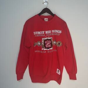 VTG Detroit Red Wings Nutmeg Red Pull Over Sweater Size Medium (0689)